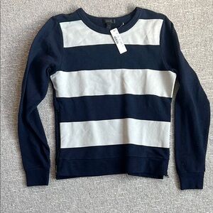 J. Crew Navy and Cream Striped Sweater